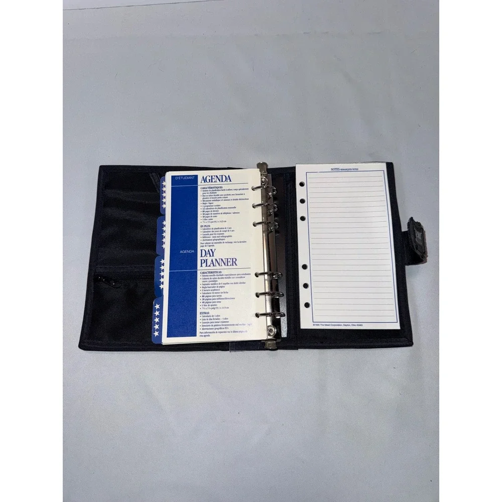 Mead Five Star First Gear Student Day Planner Black Nylon 6 Ring Binder Vintage